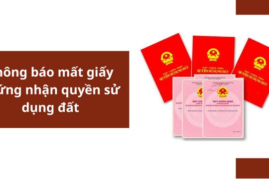 Thông báo về việc niêm yết công khai mất Giấy chứng nhận quyền sử dụng đất của bà Lê Thị Tích 
