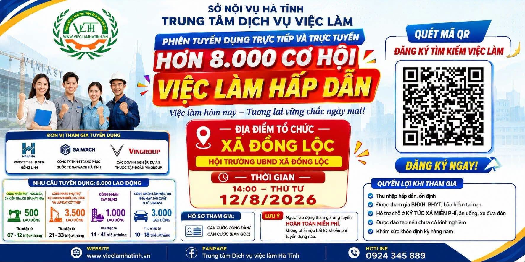 Tổ chức Phiên giao dịch việc làm tại xã Đồng Lộc với hơn 8.000 chỉ tiêu tuyển dụng
