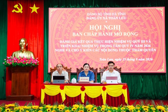 Xã Toàn Lưu đánh giá kết quả thực hiện nhiệm vụ quý III, triển khai nhiệm vụ quý IV năm 2026 